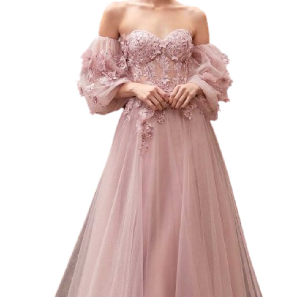 Cinderella Off-Shoulder Pink Prom Dress
